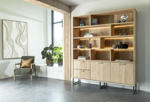 [na zamówienie] Bufet Castello Henders& Hazel 181 cm z 2 drzwiami, 2 szufladami i 9 wnękami (+ LED)