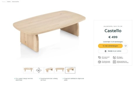 [na zamówienie] Stolik kawowy Castello Henders& Hazel 124 x 70 cm