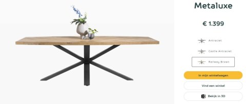 (K) Stół H&H Metaluxe 210 x 110 cm natural defekt (K) Stół H&H Metaluxe 210 x 110 cm natural defekt