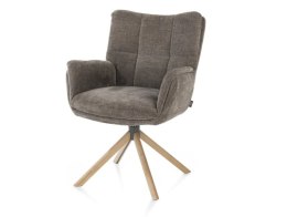 [na zamówienie] Fotel obrotowy JUNA z funkcją relax, tkanina Livigno chenille brązowy, rama dąb naturalny