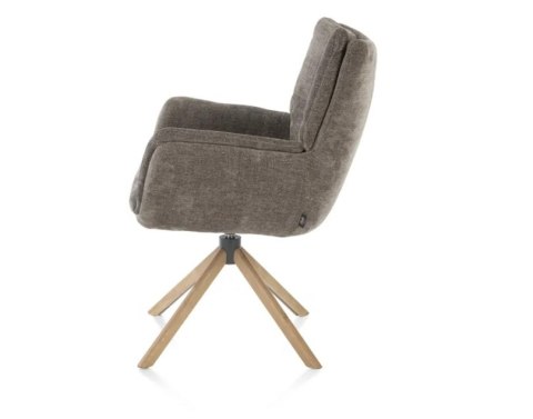 [na zamówienie] Fotel obrotowy JUNA z funkcją relax, tkanina Livigno chenille brązowy, rama dąb naturalny