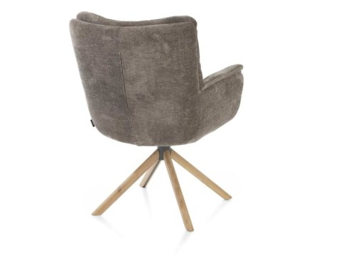 [na zamówienie] Fotel obrotowy JUNA z funkcją relax, tkanina Livigno chenille brązowy, rama dąb naturalny