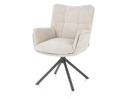 [na zamówienie] Fotel obrotowy JUNA z funkcją relax, tkanina Livigno chenille kremowy, rama metal grafit