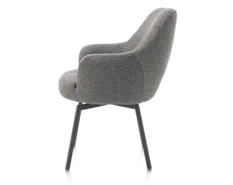 [na zamówienie] Fotel obrotowy Rocco z podłokietnikami, tkanina Brioni boucle kolor wątrobowy, nogi metal grafit