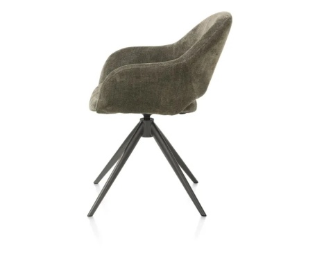 [na zamówienie] Fotel obrotowy z podłokietnikami FINN w tkaninie Livigno, ciemnozielony z grafitową podstawą