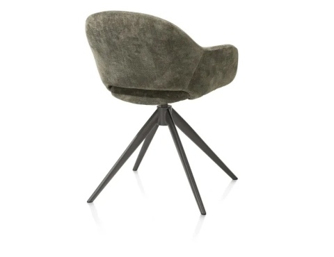 [na zamówienie] Fotel obrotowy z podłokietnikami FINN w tkaninie Livigno, ciemnozielony z grafitową podstawą