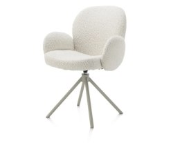 [na zamówienie] Krzesło obrotowe JAXON - tkanina Bouclé, kolor Ivory, podstawa Silk Grey