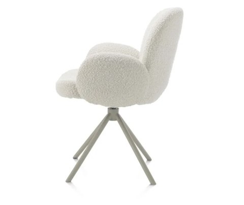 [na zamówienie] Krzesło obrotowe JAXON - tkanina Bouclé, kolor Ivory, podstawa Silk Grey