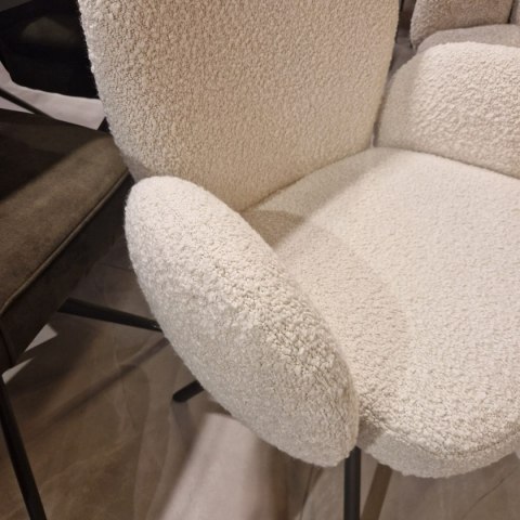 [na zamówienie] Krzesło obrotowe JAXON - tkanina Bouclé, kolor Ivory, podstawa Silk Grey