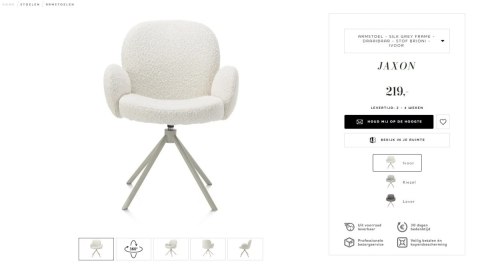 [na zamówienie] Krzesło obrotowe JAXON - tkanina Bouclé, kolor Ivory, podstawa antracyt