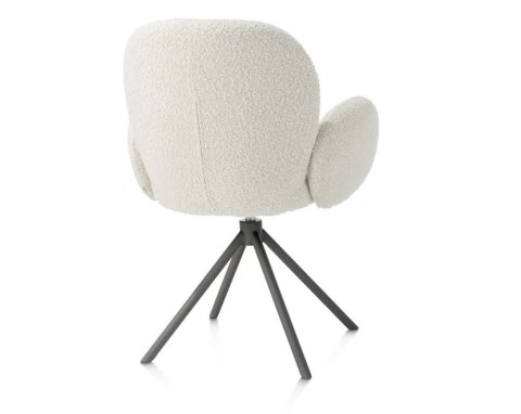 [na zamówienie] Krzesło obrotowe JAXON - tkanina Bouclé, kolor Ivory, podstawa antracyt