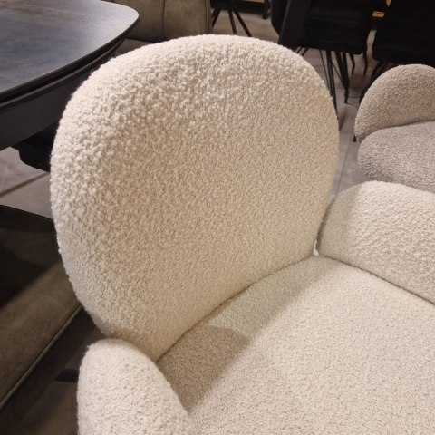 [na zamówienie] Krzesło obrotowe JAXON - tkanina Bouclé, kolor Ivory, podstawa antracyt