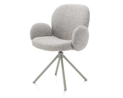 [na zamówienie] Krzesło obrotowe JAXON - tkanina Bouclé, kolor Kiezel, podstawa Silk Grey