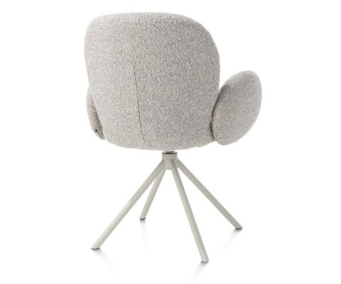 [na zamówienie] Krzesło obrotowe JAXON - tkanina Bouclé, kolor Kiezel, podstawa Silk Grey