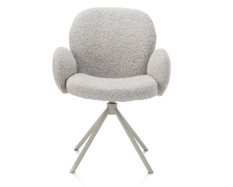 [na zamówienie] Krzesło obrotowe JAXON - tkanina Bouclé, kolor Kiezel, podstawa Silk Grey