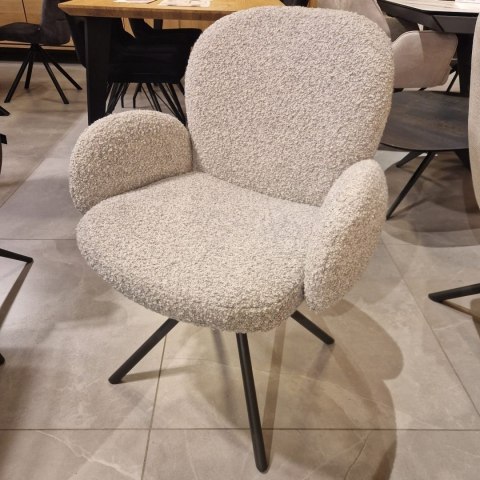 [na zamówienie] Krzesło obrotowe JAXON - tkanina Bouclé, kolor Kiezel, podstawa Silk Grey