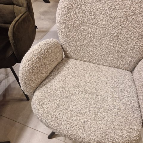 [na zamówienie] Krzesło obrotowe JAXON - tkanina Bouclé, kolor Kiezel, podstawa Silk Grey