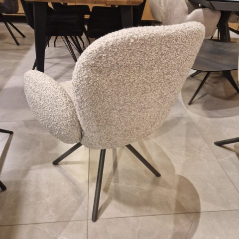 [na zamówienie] Krzesło obrotowe JAXON - tkanina Bouclé, kolor Kiezel, podstawa Silk Grey