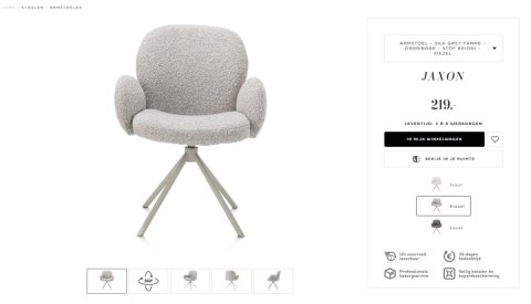 [na zamówienie] Krzesło obrotowe JAXON - tkanina Bouclé, kolor Kiezel, podstawa antracyt