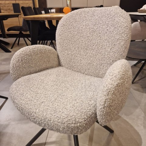 [na zamówienie] Krzesło obrotowe JAXON - tkanina Bouclé, kolor Kiezel, podstawa antracyt