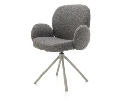 [na zamówienie] Krzesło obrotowe JAXON - tkanina Bouclé, kolor Lever, podstawa Silk Grey