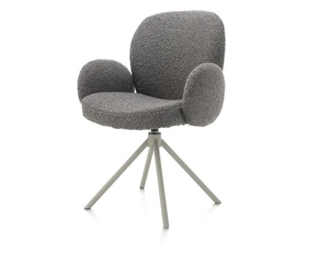 [na zamówienie] Krzesło obrotowe JAXON - tkanina Bouclé, kolor Lever, podstawa Silk Grey