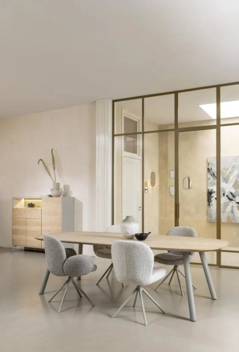 [na zamówienie] Krzesło obrotowe JAXON - tkanina Bouclé, kolor Lever, podstawa Silk Grey