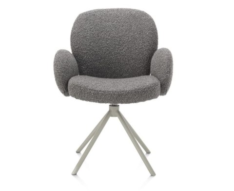 [na zamówienie] Krzesło obrotowe JAXON - tkanina Bouclé, kolor Lever, podstawa Silk Grey