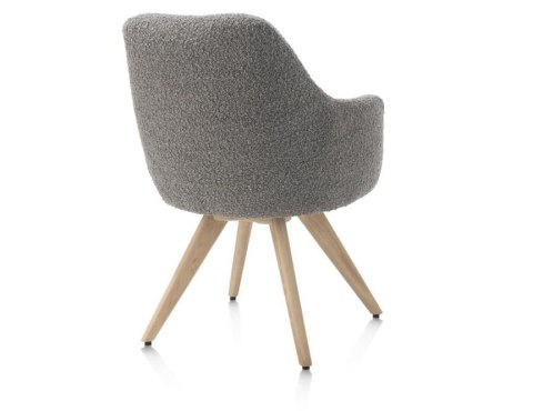 [na zamówienie] Krzesło obrotowe Rocco bez podłokietników, tkanina Brioni boucle kolor szary, nogi dąb naturalny