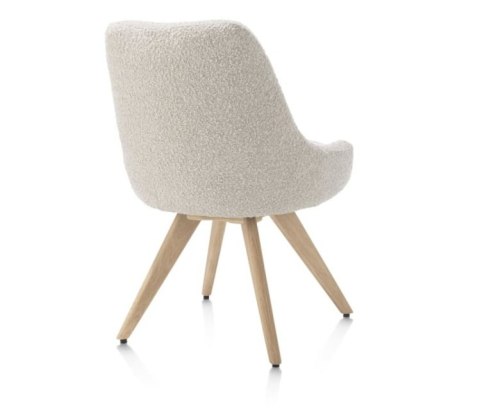 [na zamówienie] Krzesło obrotowe Rocco bez podłokietników, tkanina Brioni boucle kremowy, nogi metal grafit