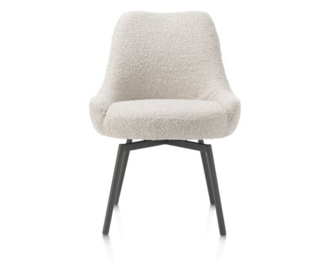 [na zamówienie] Krzesło obrotowe Rocco bez podłokietników, tkanina Brioni boucle kremowy, nogi metal grafit