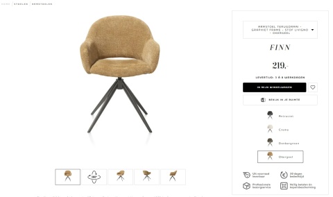 [na zamówienie]Fotel obrotowy z podłokietnikami FINN w tkaninie Livigno, ochra z grafitową podstawą