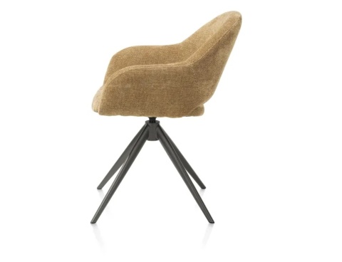 [na zamówienie]Fotel obrotowy z podłokietnikami FINN w tkaninie Livigno, ochra z grafitową podstawą