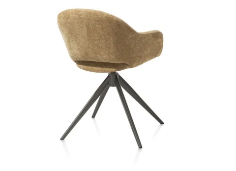 [na zamówienie]Fotel obrotowy z podłokietnikami FINN w tkaninie Livigno, ochra z grafitową podstawą