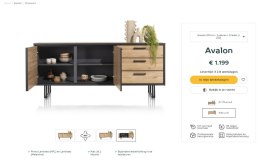 (M,defekt) Komoda H&H AVALON/ Avalox 200 cm natural LED