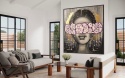 Obraz akrylowy ręcznie malowany w rozmiarze 110x120cm "PEONIA" [K/wyprzedaz50%]