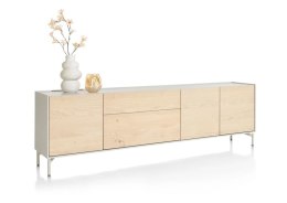 (R) Nowoczesna komoda NIORA 240 cm, fornir dębowy i lakier Silk Grey (Xooon)