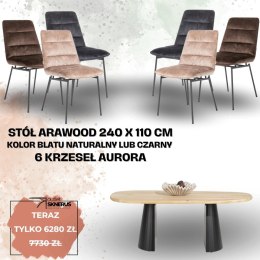 Zestaw stół ARAWOOD 240 x 110 cm + 6 krzeseł Aurora