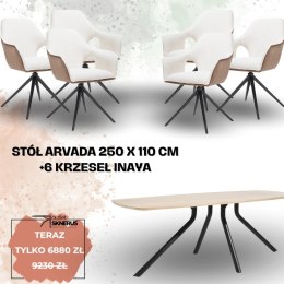 Zestaw stół ARVADA 250 x 110 cm+ 6 krzeseł INAYA