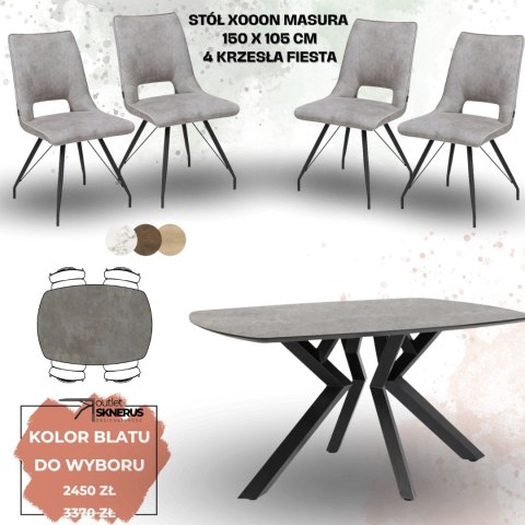 Zestaw stół MASURA Xooon 150 x 105 cm i 4 krzesła Fiesta Zestaw stół MASURA Xooon 150 x 105 cm i 4 krzesła Fiesta