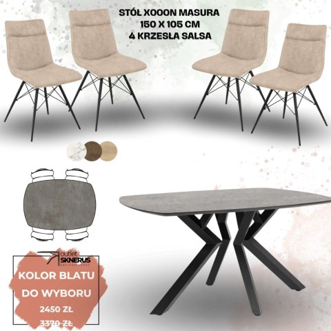 Zestaw stół MASURA Xooon 150 x 105 cm i 4 krzesła Salsa Zestaw stół MASURA Xooon 150 x 105 cm i 4 krzesła Salsa