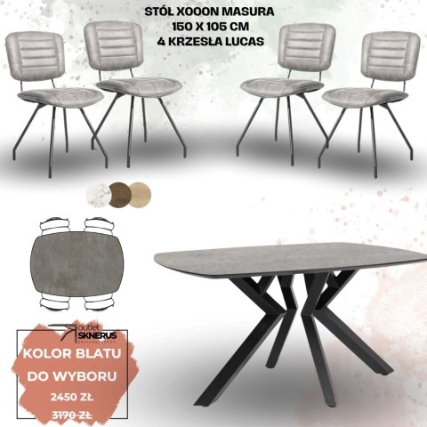 Zestaw stół MASURA Xooon 150 x 105 cmi 4 krzesła Lucas Zestaw stół MASURA Xooon 150 x 105 cmi 4 krzesła Lucas