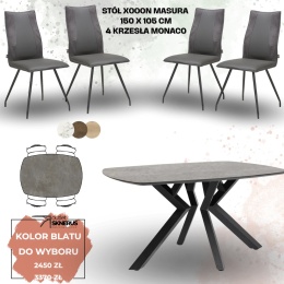 Zestaw stół MASURA Xooon 150 x 105 cmi 4 krzesła Monaco