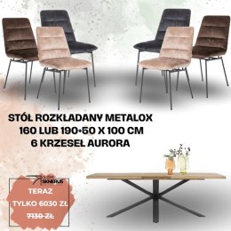 Zestaw stół Metalox 190+ 50 x 100 cm + 6 krzeseł Aurora
