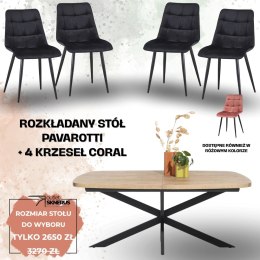 Zestaw stół PAVAROTTI (pająk)+ 4 krzesła Coral