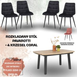 Zestaw stół PAVAROTTI (4 nogi) + 4 krzesła Coral