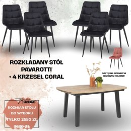 Zestaw stół PAVAROTTI (4 nogi) + 6 krzesła Coral
