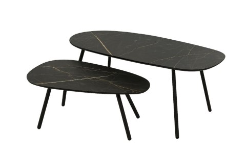 Zestaw dwóch stolików kawowych Palazio - Blat Primo Laminato o wyglądzie marmuru Onyx Zestaw dwóch stolików kawowych Palazio - Blat Primo Laminato o wyglądzie marmuru Onyx
