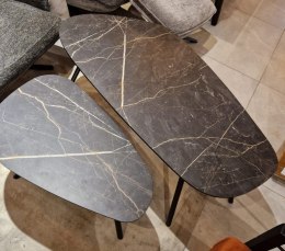 Zestaw dwóch stolików kawowych Palazio - Blat Primo Laminato o wyglądzie marmuru Onyx