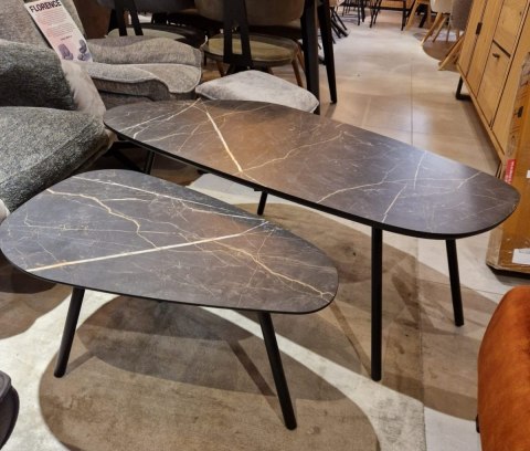 Zestaw dwóch stolików kawowych Palazio - Blat Primo Laminato o wyglądzie marmuru Onyx Zestaw dwóch stolików kawowych Palazio - Blat Primo Laminato o wyglądzie marmuru Onyx